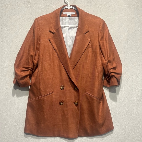 Veronica Beard Women's Rupert Dickey Camel Brown Blazer Double Breasted Sz 12 - Picture 2 of 16